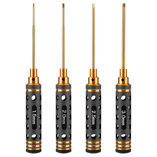 Titanium Hex Screw Driver Set For RC Models, Replaceable Bit High Strength Heavy Duty Titanium Alloy Tips Hex Driver Set With Comfortable Grip And 1