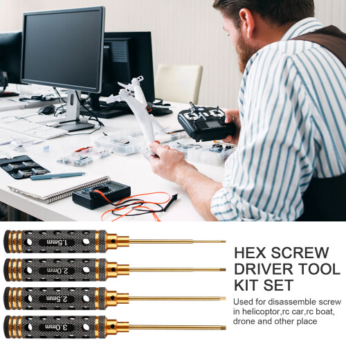 Titanium Hex Screw Driver Set For RC Models, Replaceable Bit High Strength Heavy Duty Titanium Alloy Tips Hex Driver Set With Comfortable Grip And 2