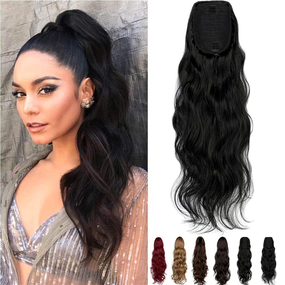 Unisex 22 Inch Curly Ponytail Hair Extension Clip In With Secure Drawstring Fit And Natural Silky Waves