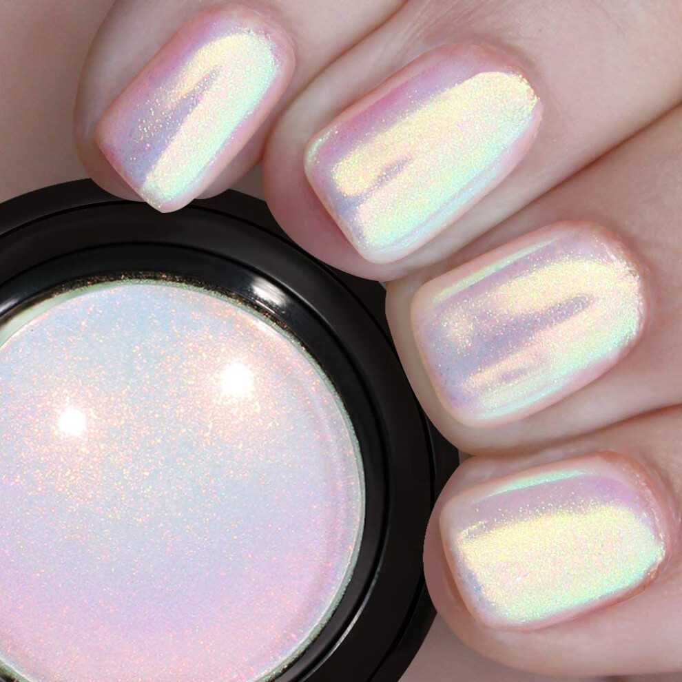 Aurora Chrome Nail Powder 0.3g Iridescent Unicorn Pigment for Mermaid Nails and Nail Art Kit