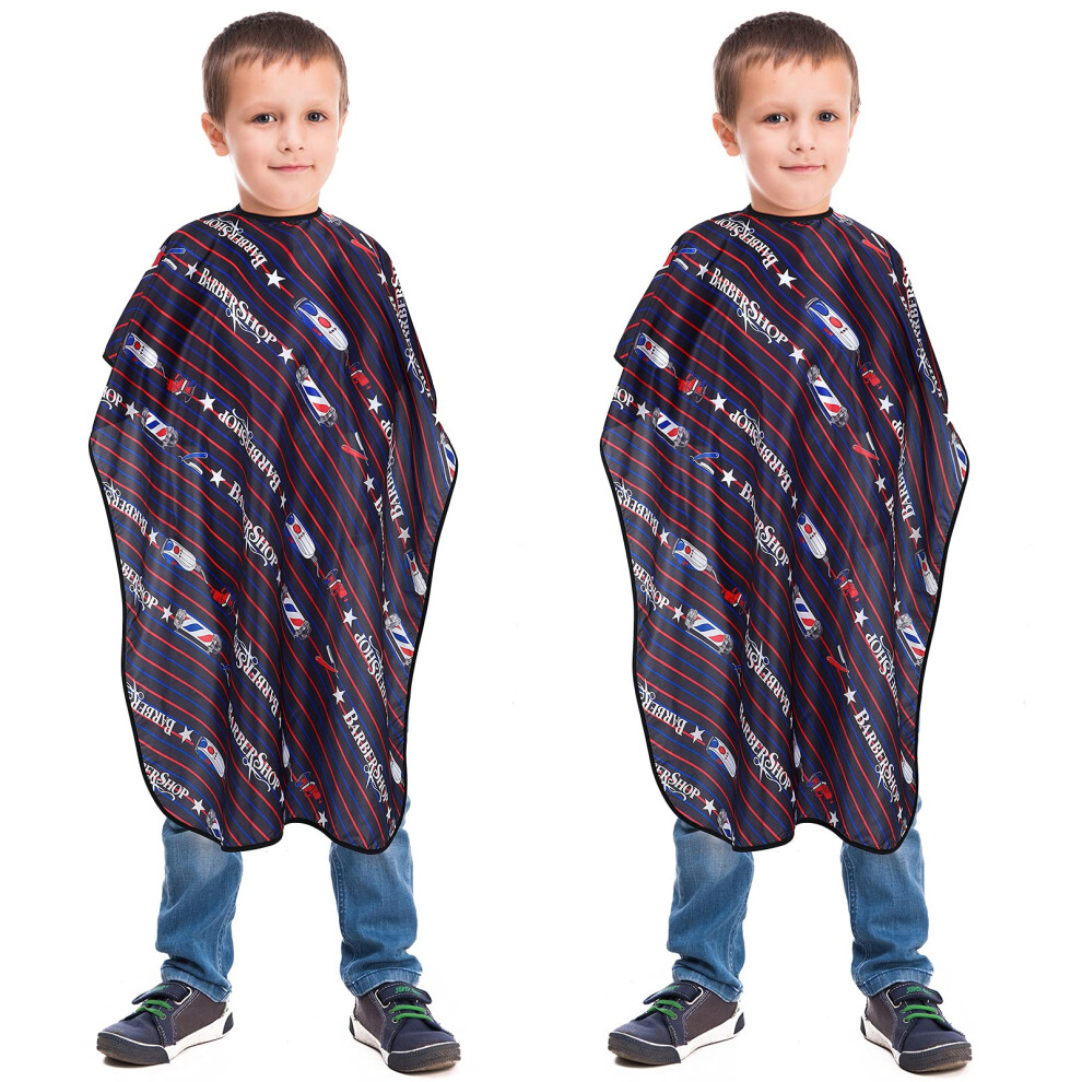 2 Pack Kids Haircut Cape Waterproof with Adjustable Snap Closure for Home or Salon, Chic Pattern