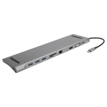 Low Profile Docking Station for Laptop, Multi Port USB C Hub with HDMI DisplayPort VGA Gigabit Ethernet Triple Monitor Docking Station USB C Charging