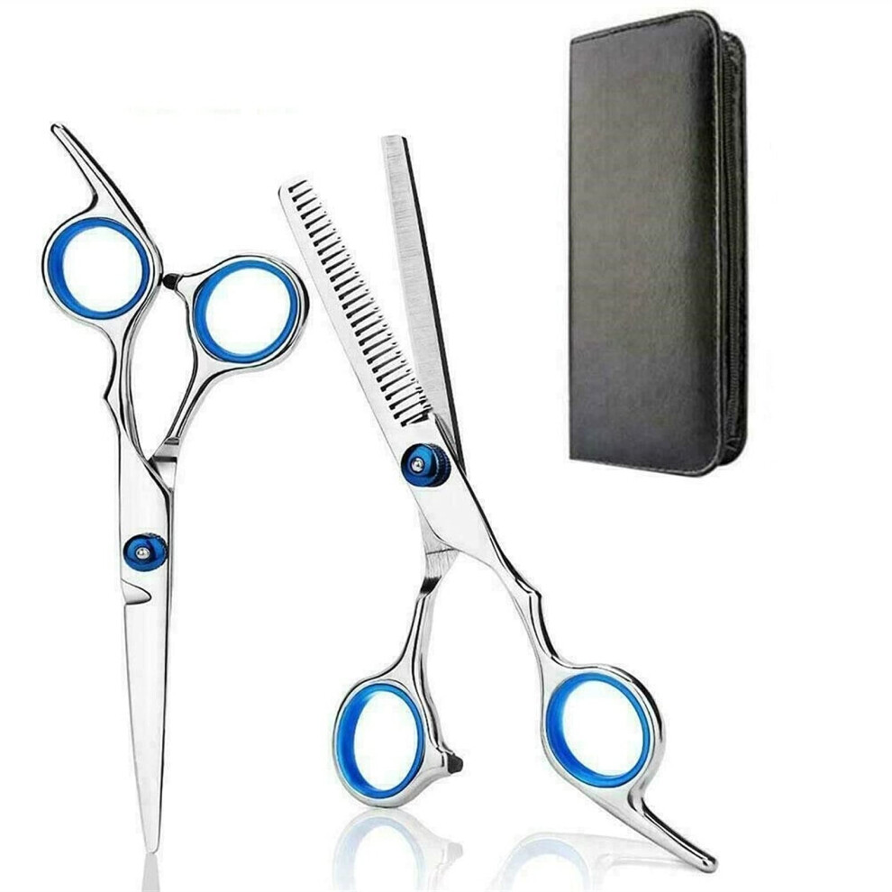 Professional 6 Inch Hair Cutting and Thinning Scissors Set with Ergonomic Thumb Rest