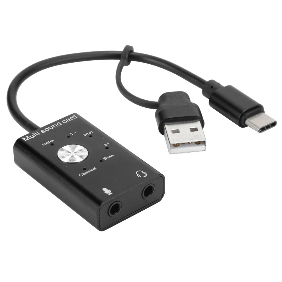 Stereo Output Jack External Sound Adapter With Virtual 7.1 Channel And Excellent Noise Reduction, Supports Usb Type C And Microphone Input, Plug And 9773935291591
