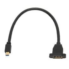 Ultra Clear Mini Displayport To Displayport Cable, 8K Extreme Thin Left Angled Mini Dp Male To Dp Female Extension With Screw Panel Mount Support For
