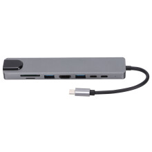 Nahtlose Geräteintegration, der 8-in-1-USB-C-Hub aus Aluminiumlegierung bietet schnelles Laden, Datenübertragung und Plug-and-Play-Komfort für
