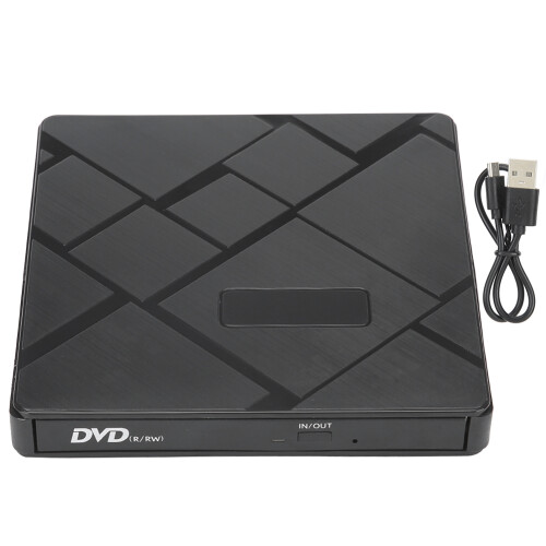 Slim External CD DVD Drive, Wide Compatibility, Strong Stability, Fast Reading Speed for Desktop Computers, Notebook Computers, All-In-One Computers