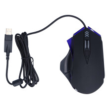 Krachtige bedrade gamingmuis met RGB-verlichting, ergonomische vorm voor rechtshandigen, geschikt voor gegevensoverdracht en muziekdownloads.