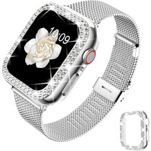 Bling-cover med kliklåsdesign, polycarbonatmateriale af førsteklasses kvalitet til Apple Watch 40mm-serien, skærmbeskytter, der sikrer fuld