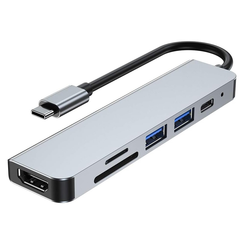 Aluminum Alloy Shell Usb C Hub, Robust Design Meets Versatile Functionality, Multi-Functional Hub Offers 6-In-1 Expansion, Plug And Play Ensures Seaml 9012494532029