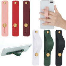 Leren telefoonhouder, eenvoudig te installeren, afneembare en herbruikbare standaard voor de meeste smartphones en tablets (6 stuks)