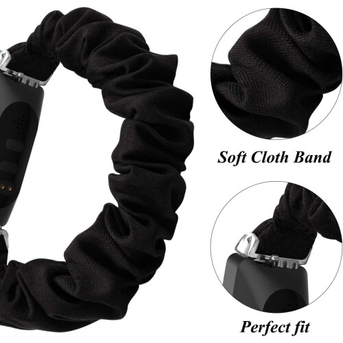 Trykt stofarmbånd til fitnesstracker, blødt, vaskbart elastisk stofbånd i bomuld med letvægtskomfort, elastisk scrunchie-design 2