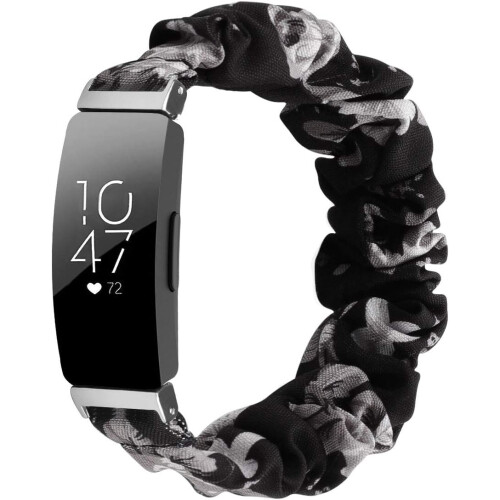 Trykt stofarmbånd til fitnesstracker, blødt, vaskbart elastisk stofbånd i bomuld med letvægtskomfort, elastisk scrunchie-design