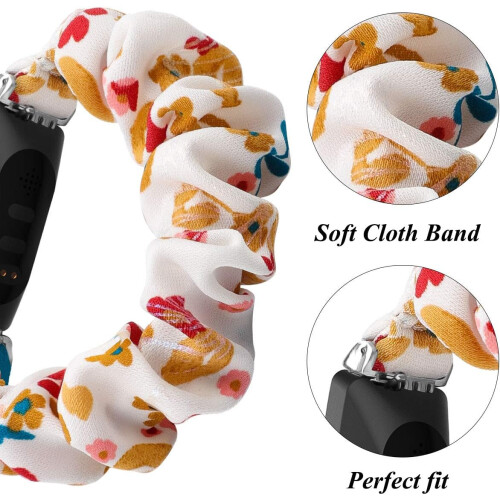 Trykt stofarmbånd til fitnesstracker, blødt, vaskbart elastisk stofbånd i bomuld med letvægtskomfort, elastisk scrunchie-design 2