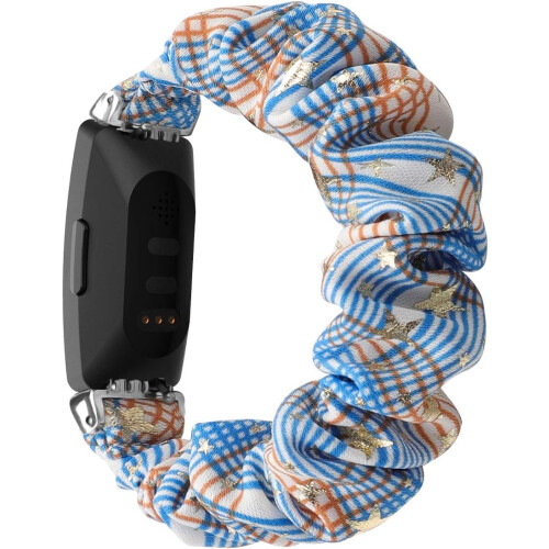 Trykt stofarmbånd til fitnesstracker, blødt, vaskbart elastisk stofbånd i bomuld med letvægtskomfort, elastisk scrunchie-design 1