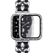 Pasek ze stali nierdzewnej do zegarka Apple Watch z wykwintnym wzorem łańcuszka, bez niklu i z łatwą regulacją do serii 6/5/4 (44 mm),