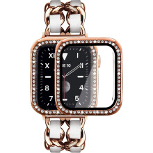 Gruby metalowy pasek z ogniwami łańcuszka do zegarka Apple Watch Series 6/5/4 (44 mm), stal nierdzewna i bez niklu, dla kobiet i mężczyzn, łatwa