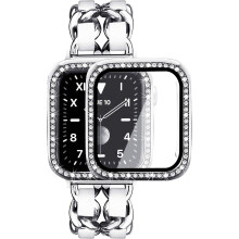 Pasek ze stali nierdzewnej do zegarka Apple Watch z wykwintnym wzorem łańcuszka, bez niklu i z łatwą regulacją do serii 6/5/4 (44 mm),
