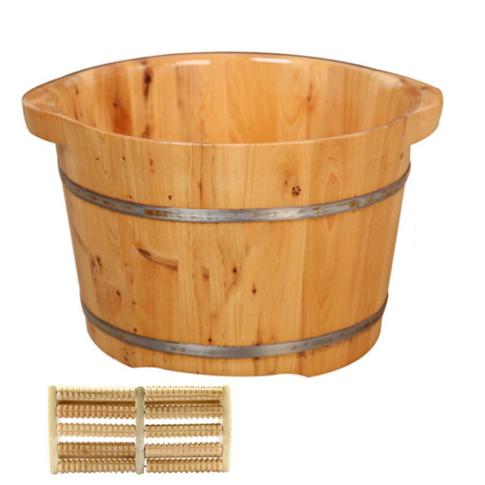 Wooden Foot Bath Tub with Lid, Natural Cedar Soak Basin for Home Spa and Pedicure Care