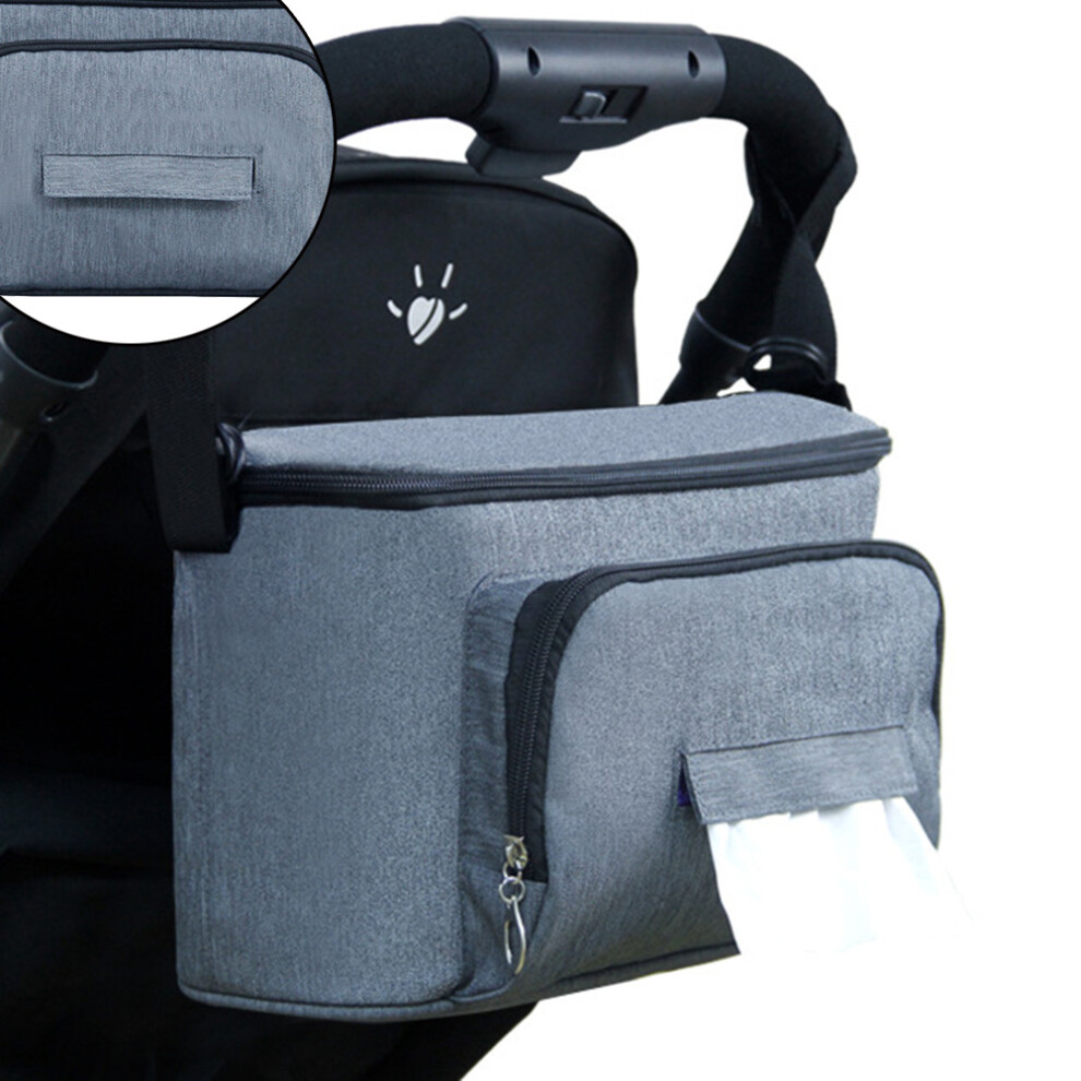 Large Capacity Baby Stroller Organizer Bag 32X16x18.5cm Gray