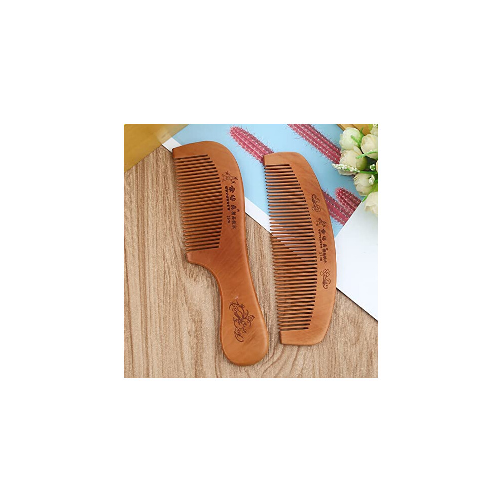 Unisex Peach Wooden Hair Comb Antistatic Natural Wood Massage Detangling Brush With Ergonomic Handle