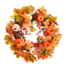Couronne d'automne de 50 cm (19,6 po), idéale pour la porte d'entrée, le mur de la maison, le porche, l'extérieur ou l'intérieur. Décorations