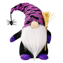 Fridja Halloween-Gnome Plüschdeko, handgefertigter schwedischer Gnom, skandinavische Gnome, Ornamente mit lila Hexenhut, Halloween-Tischdekoration,