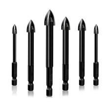6 Pcs Carbide Drill Bit Set Compatible with Ceramic, Tile, Wood, Wall - Universal Punch Drill Bits for Versatile Use