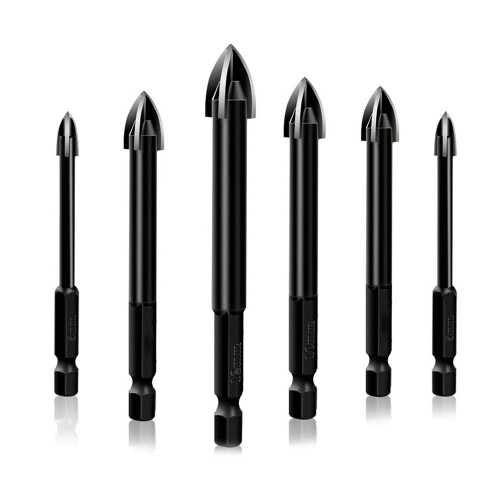 6 Pcs Carbide Drill Bit Set Compatible with Ceramic, Tile, Wood, Wall - Universal Punch Drill Bits for Versatile Use