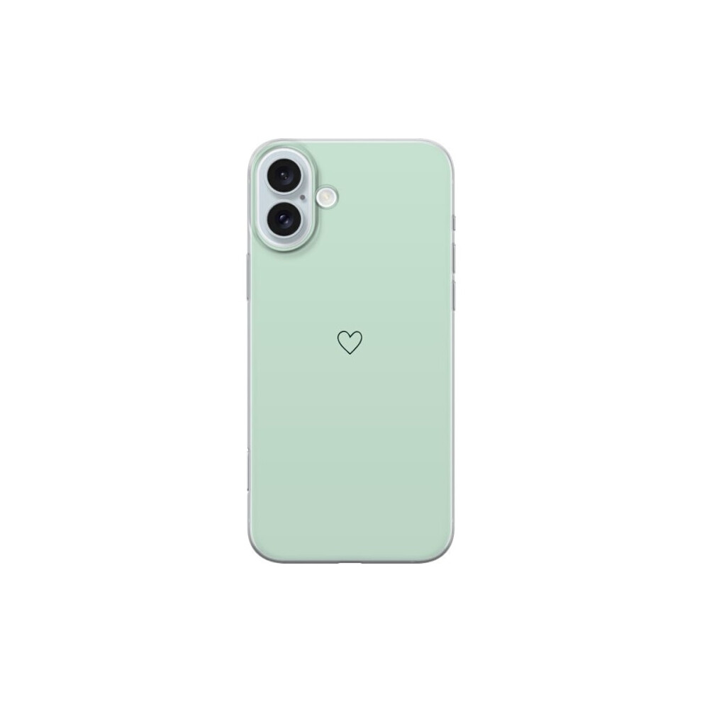 Compatible With Apple Compatible With Iphone 16 Plus Transparent Case Heart Green 9773935035881