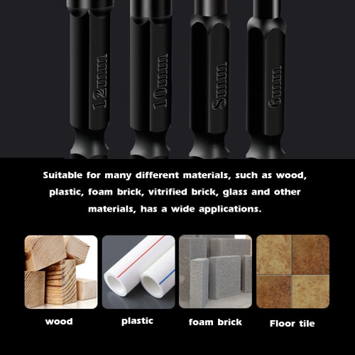6 Pcs Carbide Drill Bit Set Compatible with Ceramic, Tile, Wood, Wall - Universal Punch Drill Bits for Versatile Use 1