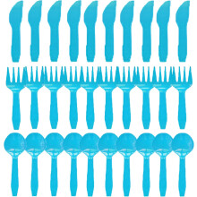 30pcs Plastic Heavy Duty Cutlery Set - 10 Forks, 10 Spoons, 10 Knives - Heat Resistant BPA Free Disposable Tableware for Party Supplies
