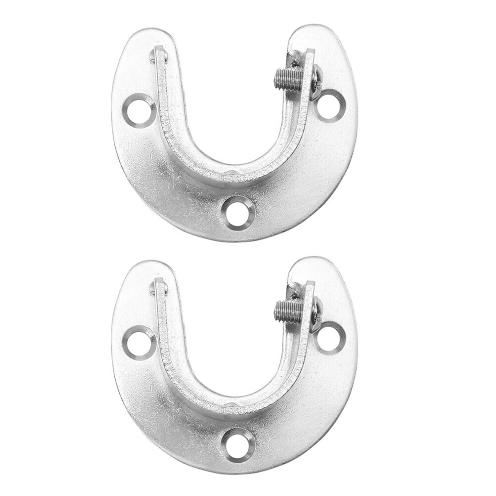 Metal Bracket Open Flange Seat Pipeline To Curtain Rod Hardware Brackets Closet Socket 2 Pcs 9773935038837