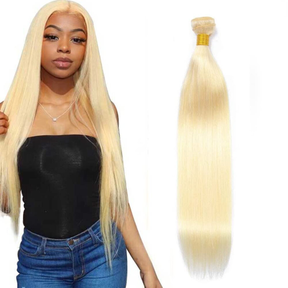 Unisex 18 Inch 613 Blonde Brazilian Virgin Straight Hair Bundle Seamless Natural Blend Low Shedding