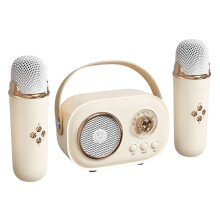 jixopn Mini Karaoke Machine with 2 Wireless Microphones Portable BT Speaker Wireless Karaoke Speaker for Home KTV Birthday Party Holiday Gifts