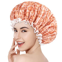 Waterproof Shower Cap for Women, Reusable Double Layer Design for Long Hair, Leopard Print