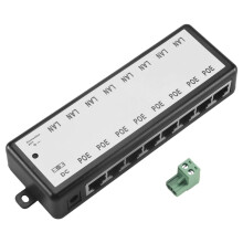 Inyector PoE de 8 puertos, divisor PoE para cámaras de red CCTV, alimentación a través de Ethernet (IEEE 802.3AF).