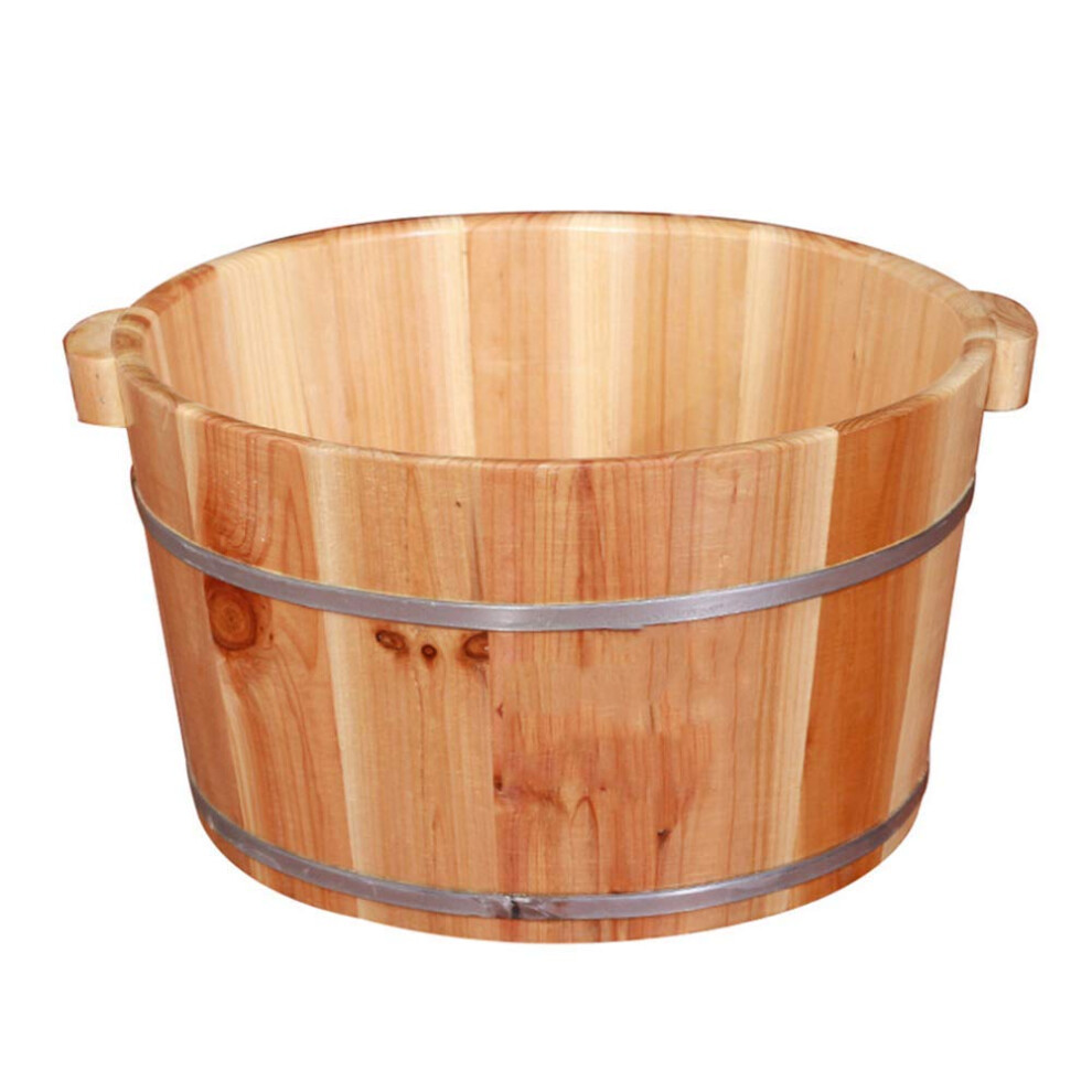 Green Wooden Foot Spa Tub With Lid, Heat Retention And Waterproof Finish For Pedicure And Soaking