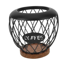 Metal Coffee Pod Storage Basket with Iron Wire Design for Kitchen Counter Fruit Snack Organizer