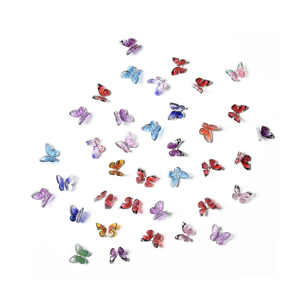 50pcs 3D Butterfly Nail Charms Colorful Alloy Resin Decorations for DIY Manicure and Makeup