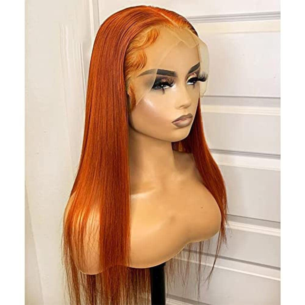 Orange Headband Wig for Women Long Straight Synthetic Ginger Lace Front Natural Hairline Heat Resistant