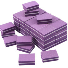 50 Pcs Double Sided Nail Buffer Block for Acrylic and Natural Nails with Mini Nail Files Purple