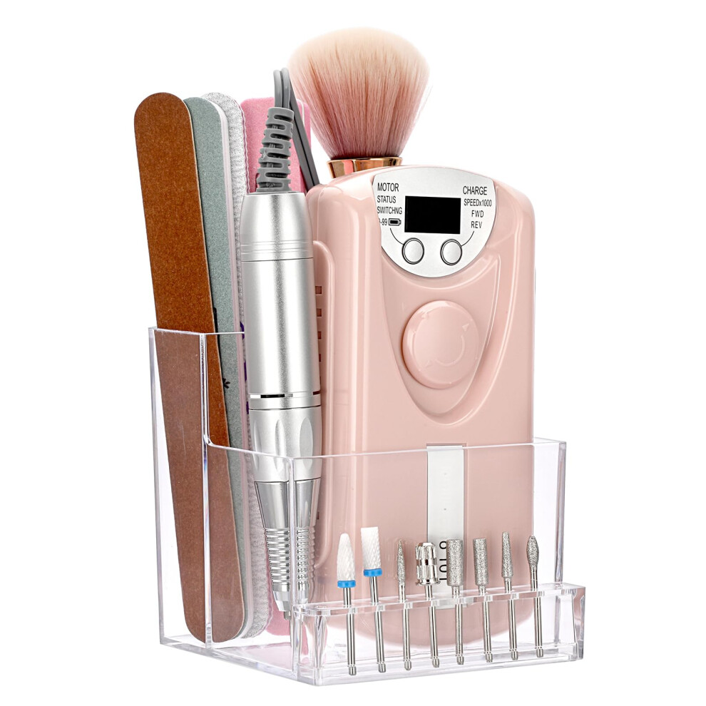 Nail Drill Bit Holder Clear Organizer Box With Multiple Compartments For Professional Nail Art 9099447652737