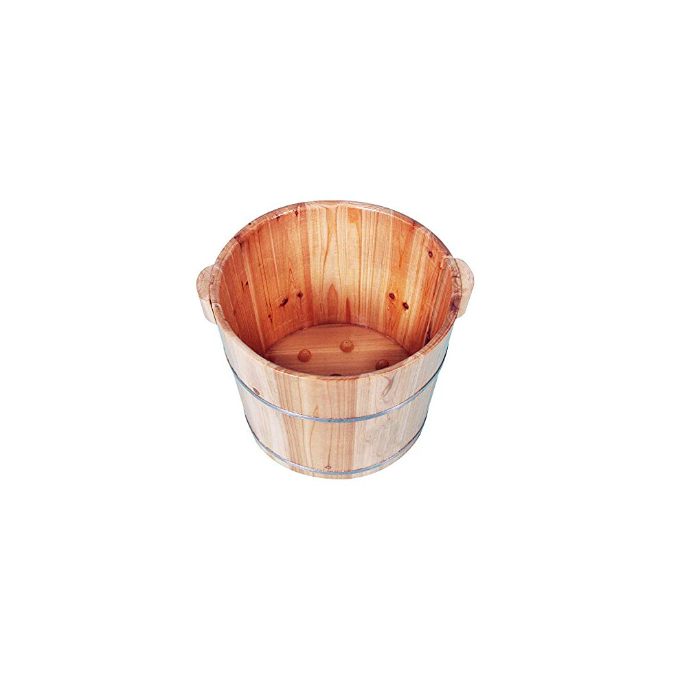 Wooden Foot Soak Tub with Massage Beads, Heat Retention, Sturdy Wood Barrel for Home Spa