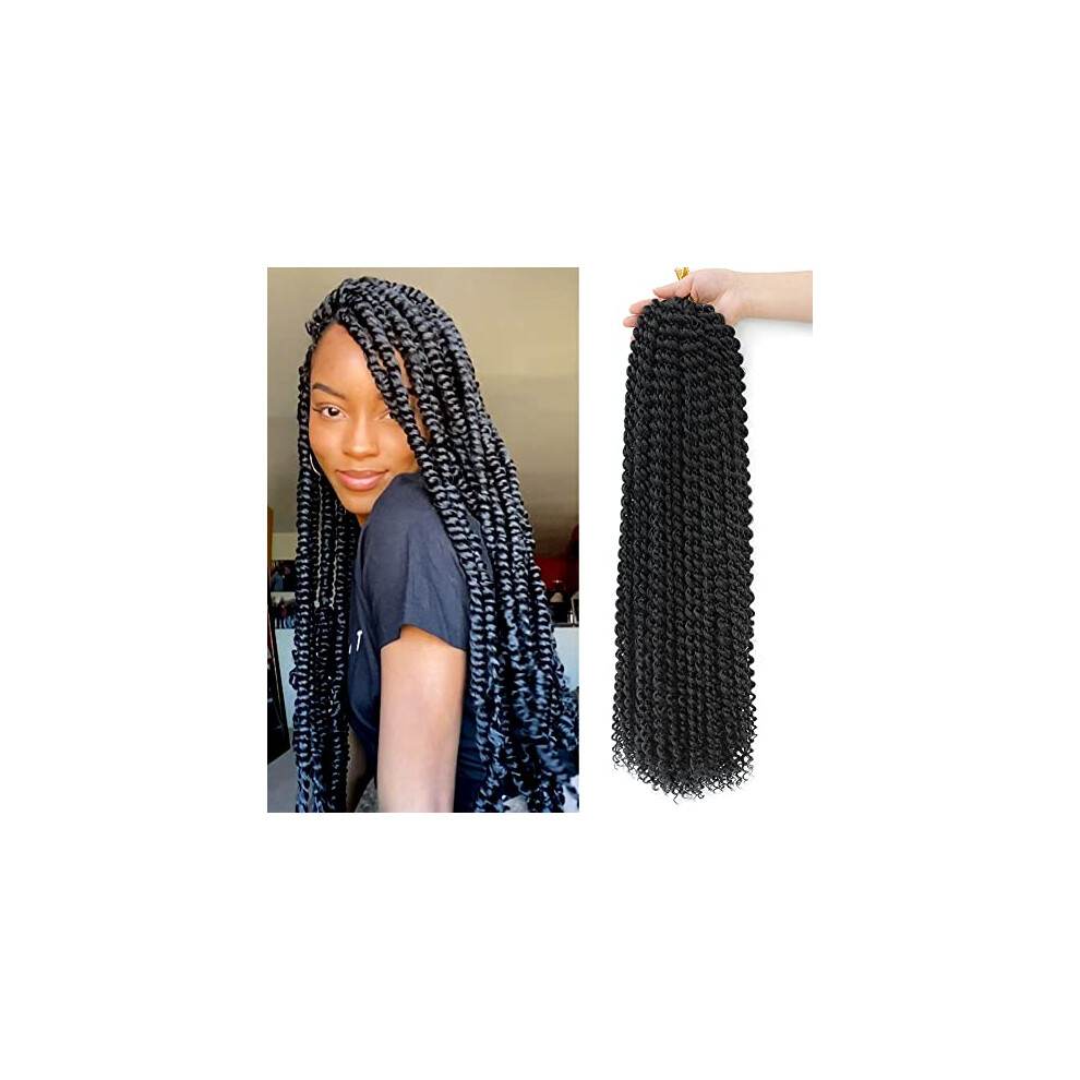 Unisex Passion Twist Hair 24 Inch Pack Of 2 Water Wave Braiding Extensions Bohemian Crochet Style #1B