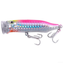 7cm Topwater Popper Fishing Lure 10g with Glowing Body and 3D Eyes for Freshwater and Saltwater