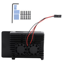 Verstevigde behuizing van aluminiumlegering voor Raspberry Pi4B, warmteafvoeroplossing met dubbele ventilator en open frame-ontwerp, thermisch