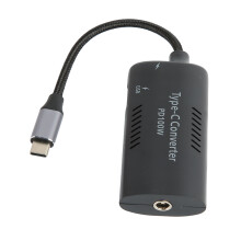 Laptop-Netzteil DC auf Typ C, PD 3.0 Schnelllade-Mehrfachladekabel mit PD-Emulator-Trigger, USB-A-Anschluss und zwei Typ-C-Ausgängen für sicheres