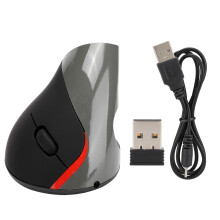 Ergonomische muis, oplaadbaar, draadloos, verticaal, met stille klikgeluiden, 6 knoppen voor aanpasbare bediening, hoogglans UV-lak voor