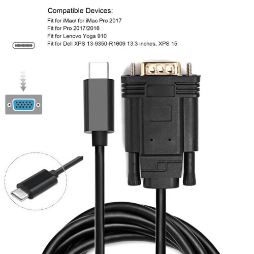 Καλώδιο μετατροπέα USB C σε VGA, αξιόπιστος σχεδιασμός, σταθερός, plug and play 2